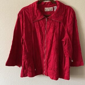 Life Style Red Zip up Lightweight Jacket with front pockets